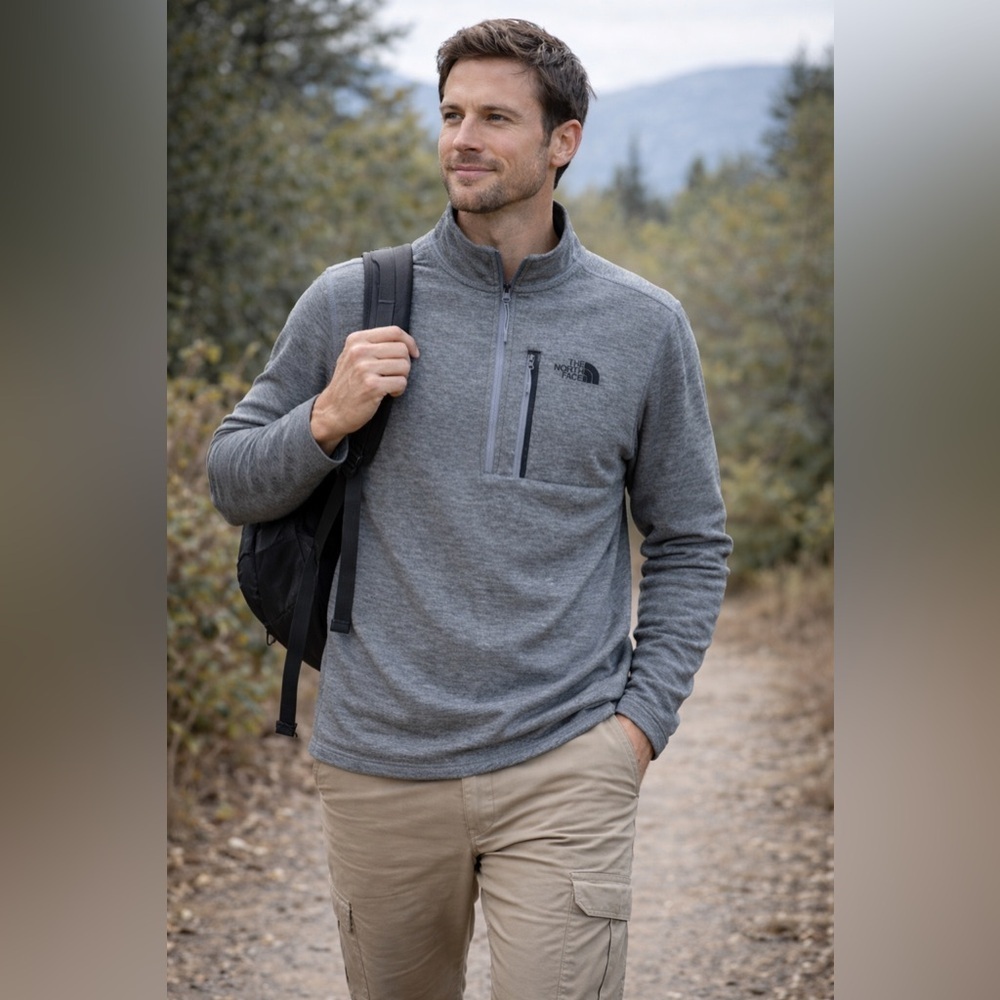 The North Face 1/4 Zip Fleece Pullover Mens M Gray Lightweight Jacket